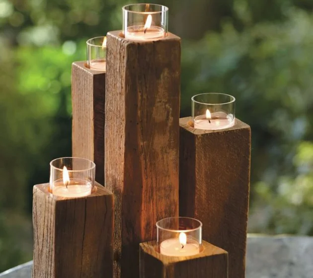 wood block candle holder Quantity: 8 sets of 5 Price: $5.50