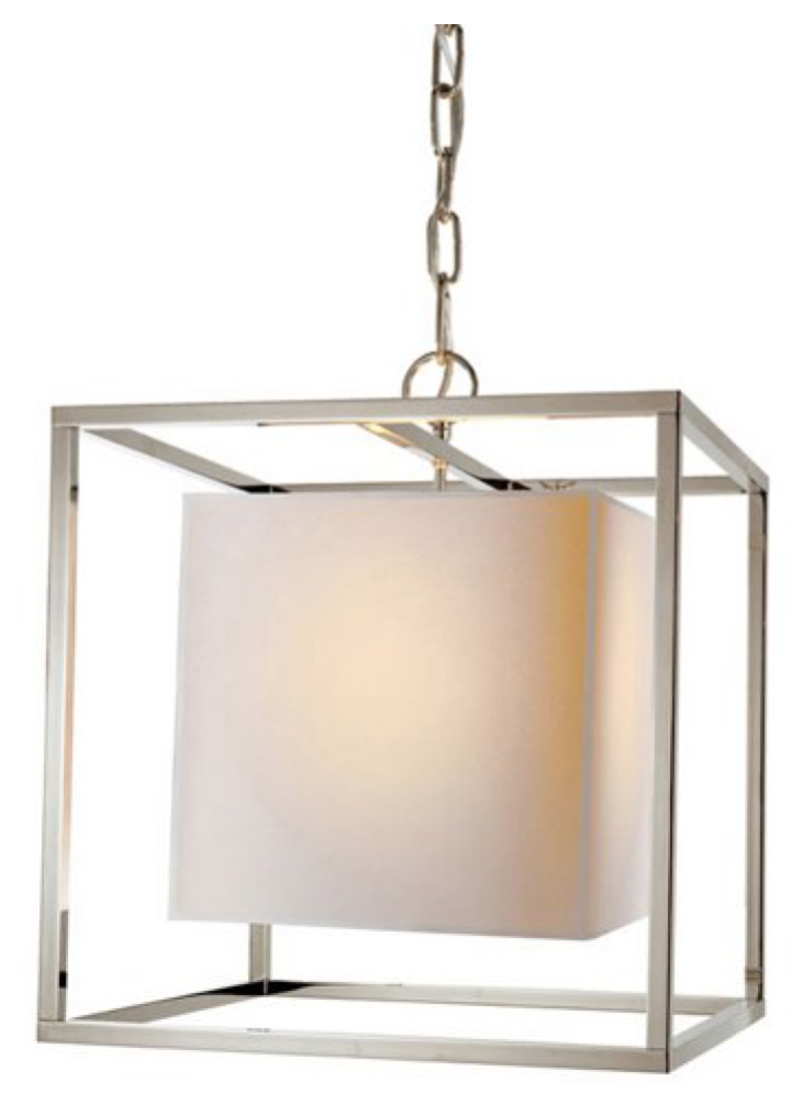 Polished Nickel Small Caged Lantern Chandelier