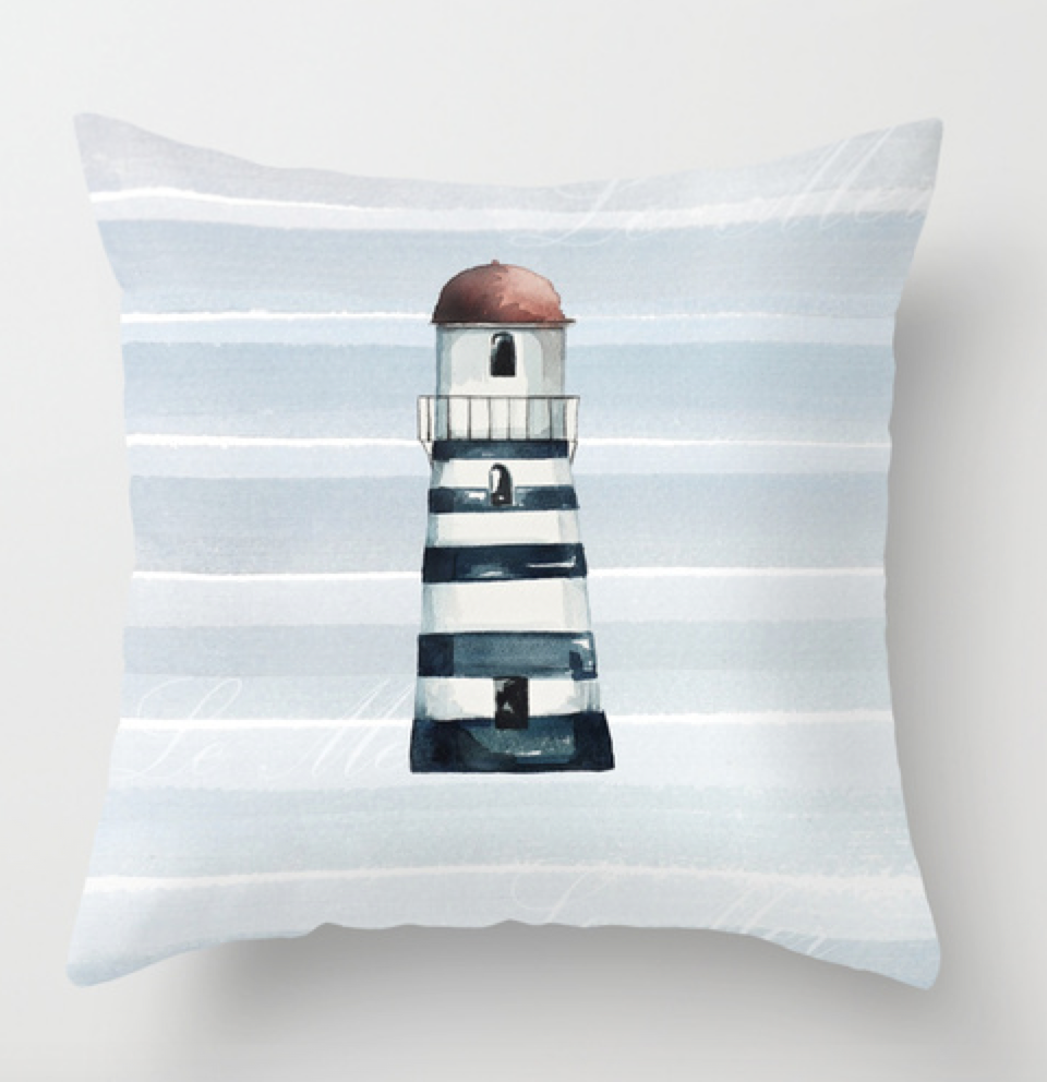 La Mer Lighthouse Pillow