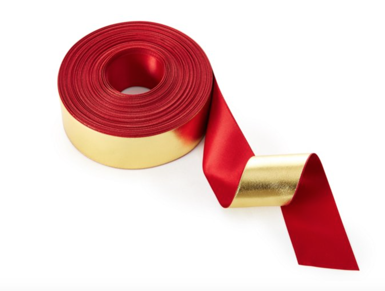 1.5" Satin Reversible Ribbon, Red/Gold