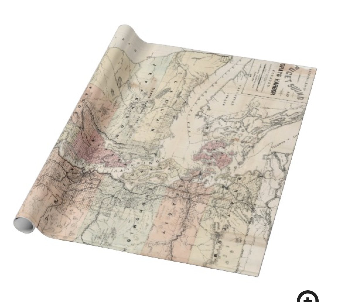 Vintage Puget Sound Map Wrapping Paper