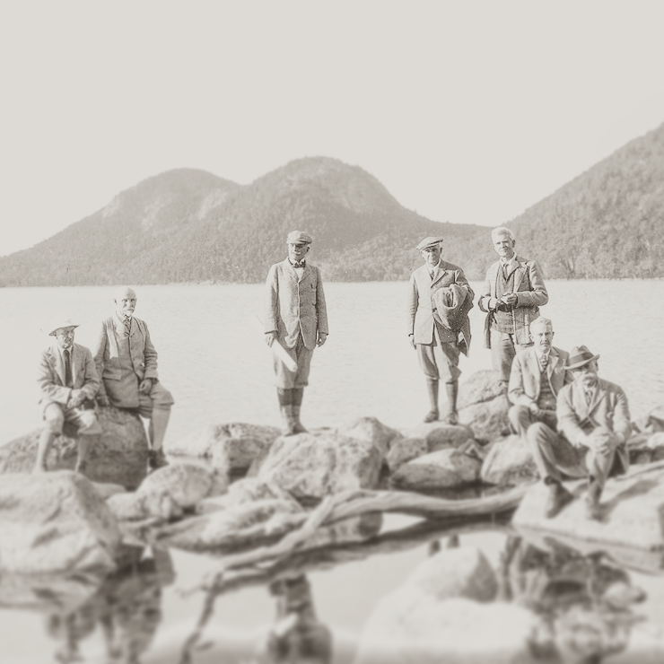 The OG's of Acadia, 1923 (L-R: Joseph Allen, W.H. Buell, Fred D. Weeks, C.H Grandgent, William J. Turner, T.A. MacEntire, Geore Door) 📷 : NPS/Archive Photo