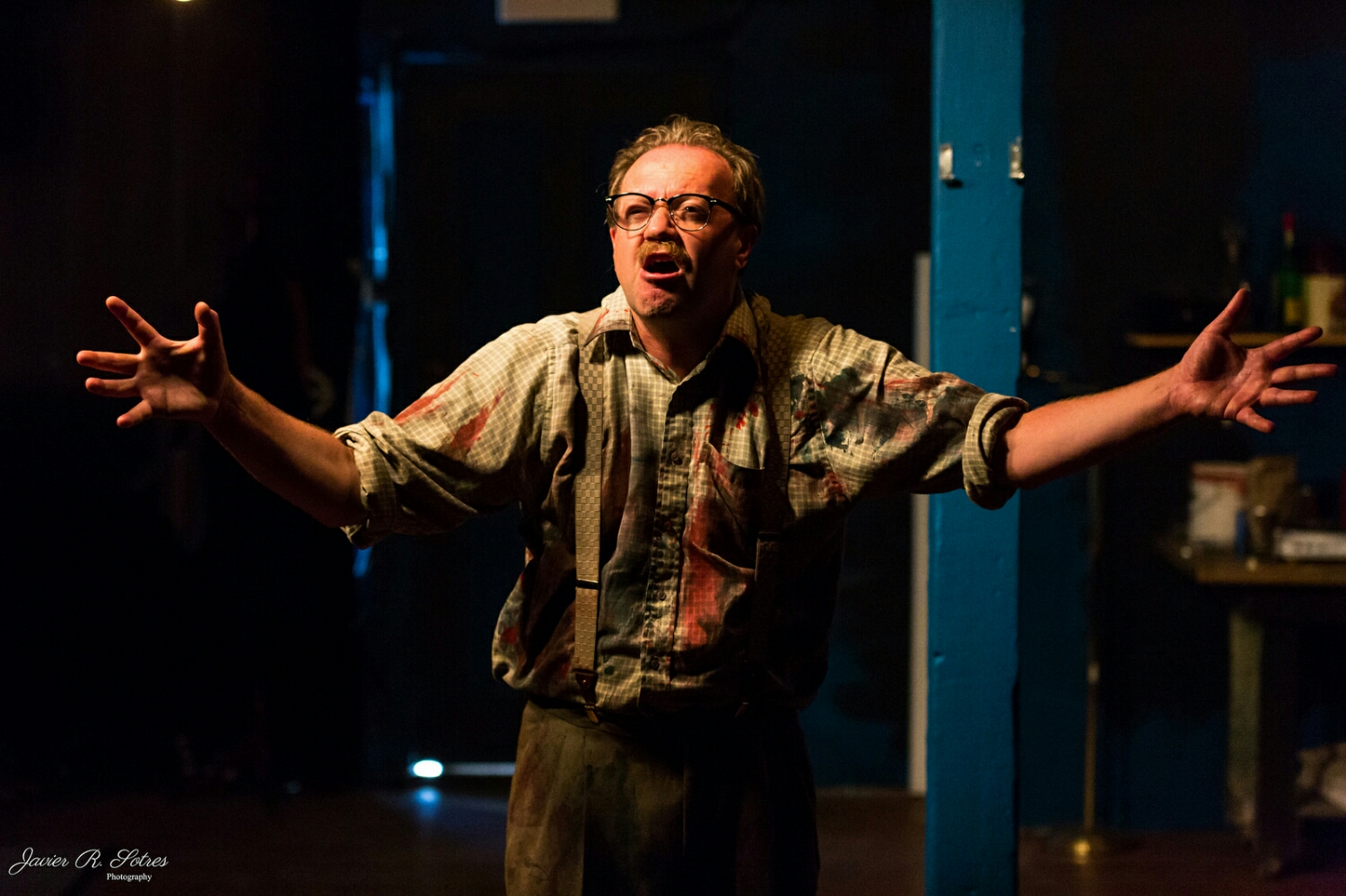 Dress rehearsal photo of "RED", by Aenigma Theatre, photo by sotresjr-photography.com