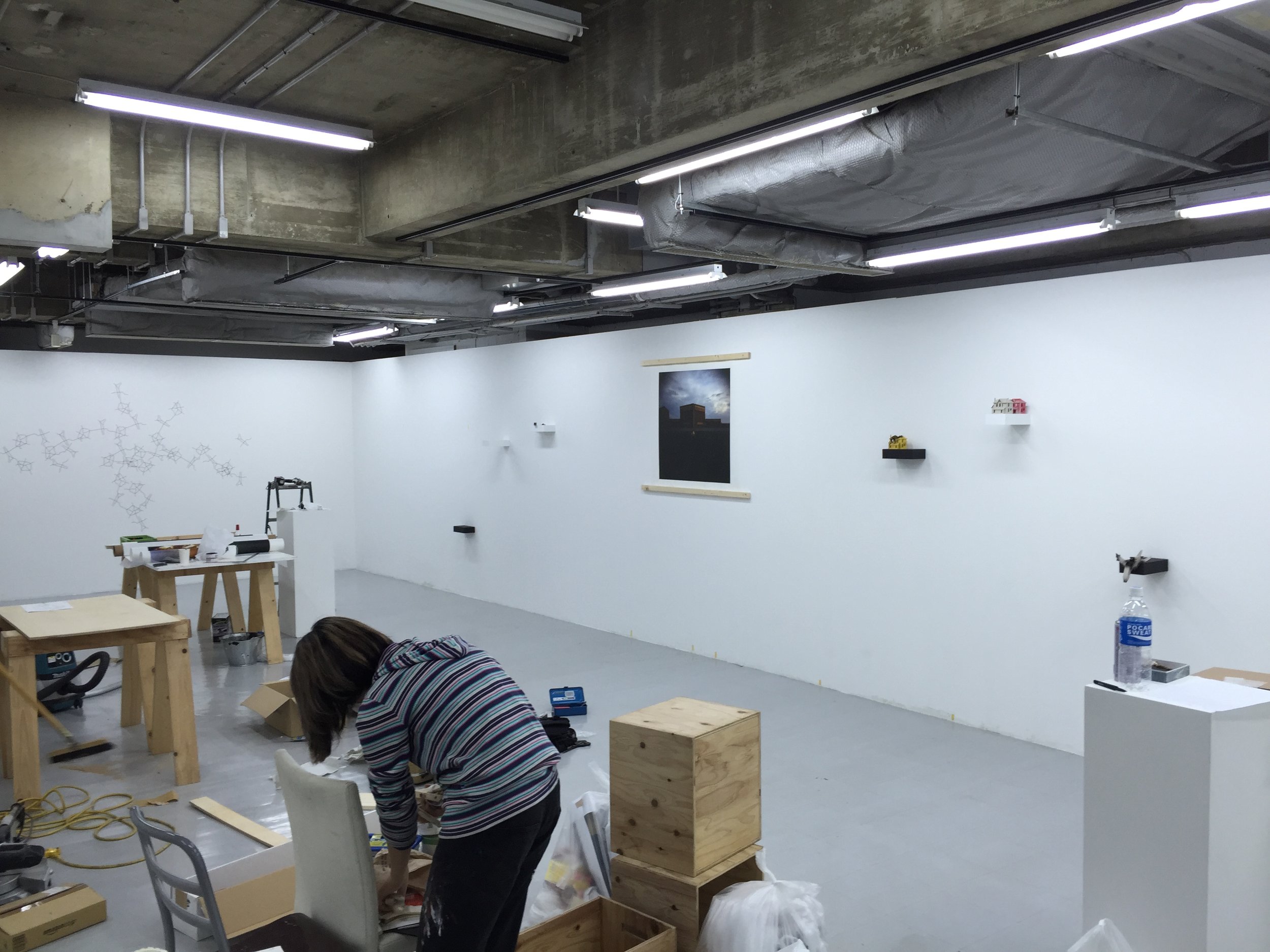 It took almost two days for the student volunteers and I to install the show.