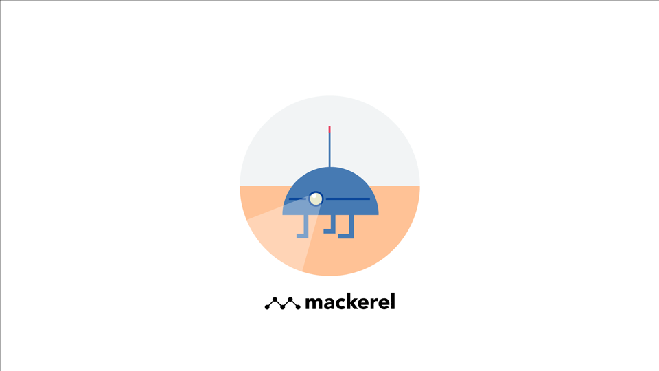 As a test I made this animation of the Mackerel agent character that our lead designer made. This guy represents the mackerel-agent program that gets installed on each server and collects metric data.