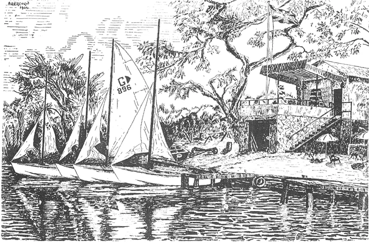 Regatta Day at Chila Yacht Club. Drawing by Ian Mackinson