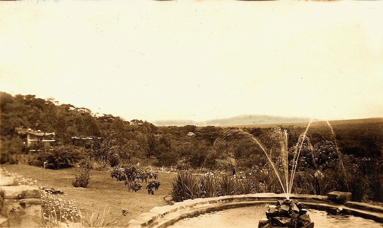 Chisungu Garden in the late 1930s showing view down to Lake Tanganyika.