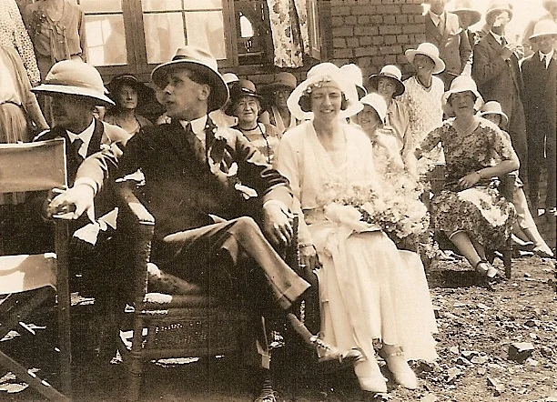 Abercorn Style 1930s. A Wedding Party at Chisungu. "Bally" and his bride .