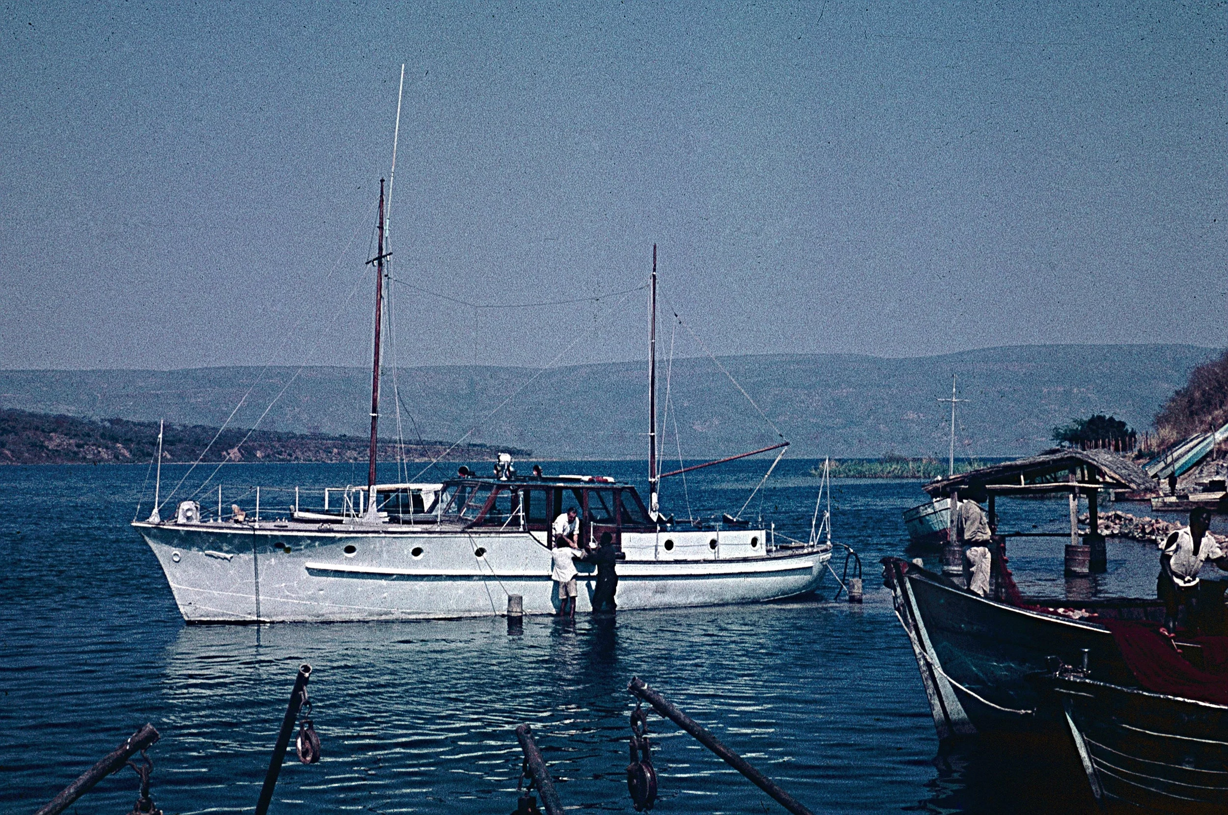 Dames des Isles, the DC's launch on Lake Tanganyika in 1962. She was bought out from Jersey Channels Islands. Photo Courtesy Maz Keyzar