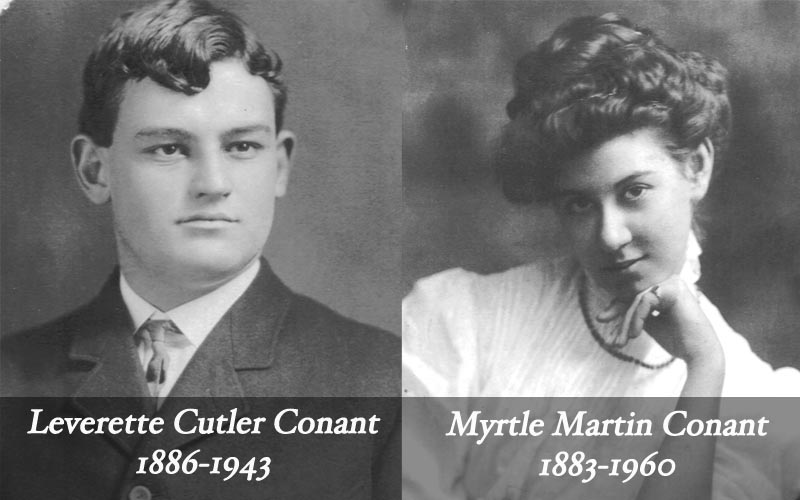 Leverette, the youngest child of Ransom and Abbie, was known to friends as "Lev" or "L.C." He married Myrtle Helen Martin in 1908, and together they had five children, twin girls named Virginia and Constance (Ginny & Connie), June, Ransom, and Willard (Bill). Myrtle Conant was the great, great, great granddaughter of Thomas Chittenden, the first Governor of Vermont. Together, Myrtle and Lev are responsible for building much of what we know as Riverside Farms, today. In April 1915, the original barn burned to the ground (the result of some mischievous children who were playing with matches), and they hired a crew of 30 men to rebuild it. They hauled logs out of the woods with oxen, and used a portable saw mill to cut planks. The new barn was completed in August, record time. Myrtle was industrious. During the Depression, she put a sign out front of the farm, and started hosting "tourists," long before the term "Agritourism" had been conceived. In the summers, the kids relocated to the "cheese house" and rooms were let out to guests. With the help of her niece, Minnie Cutler, she hosted hundreds of guests throughout the 1930's.