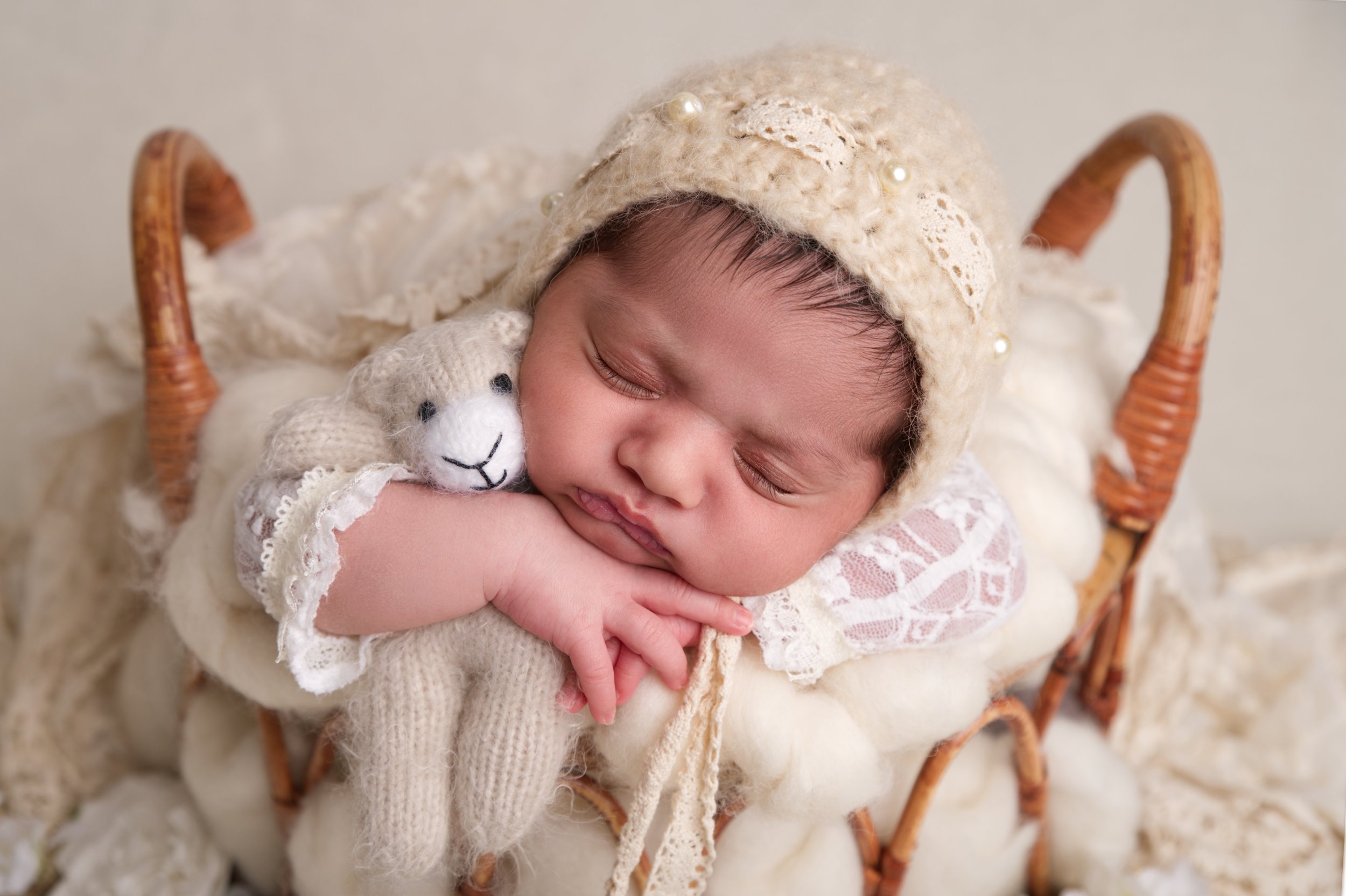 Baby girl in basket