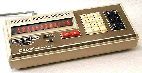 The 1972 Casio model AS-C. Image copyright Nigel Tout of vintagecalculators.com.