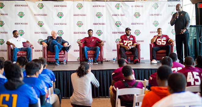 The Washington Redskins Charitable Foundation’s 15th annual youth outreach program helps local high school football players prepare for life after the game.