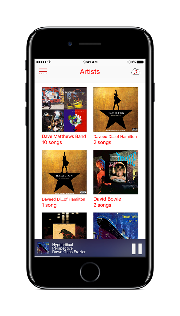 Just tap an artist, album or playlist and you're listening to music. No complex navigation required nor having to tap small hit targets while you are driving/running/biking!