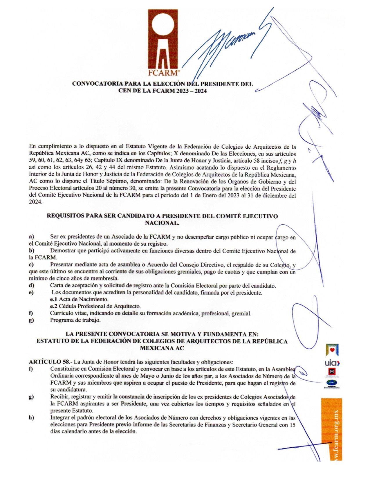CONVOCATORIA ELECCION DE PRESIDENTE DEL CEN FCARM 2023-2024 1.jpeg