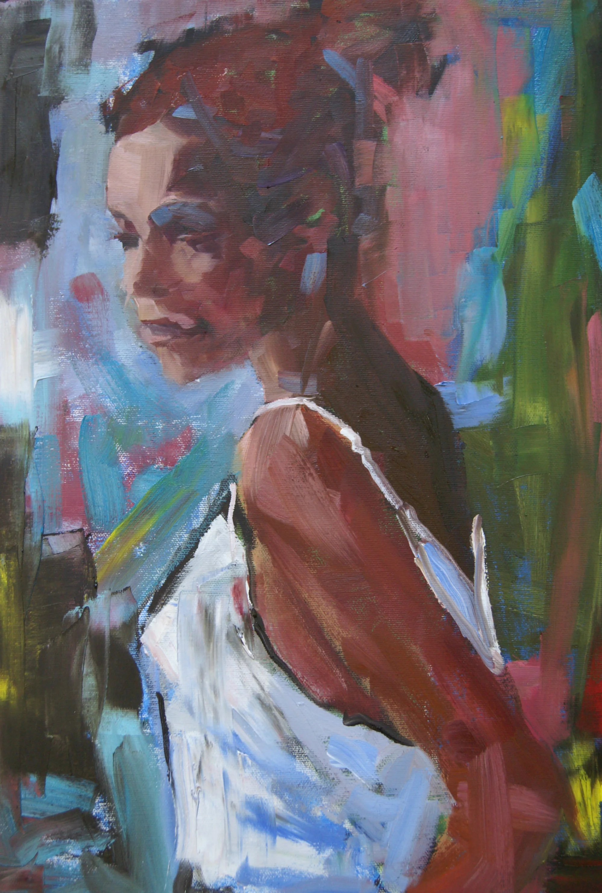 Model In White (18x14 Oil on Board)