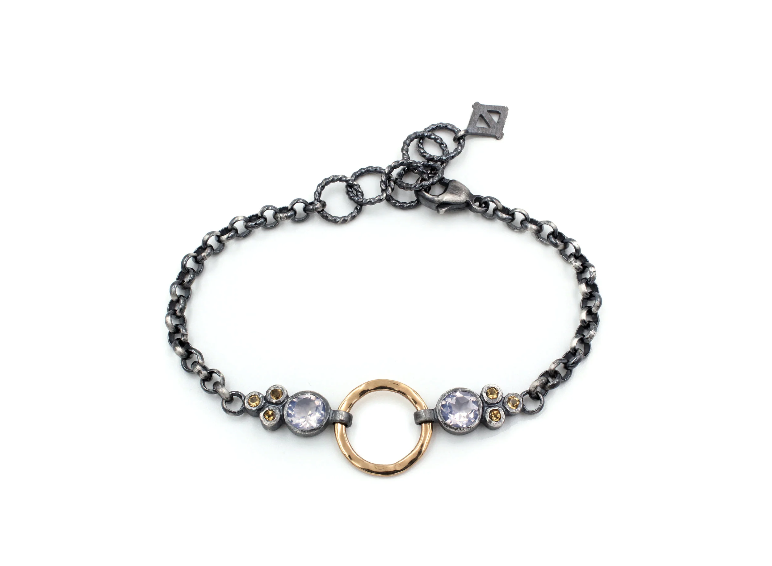 Lavender Quartz Citrine Circle Bracelet.jpg