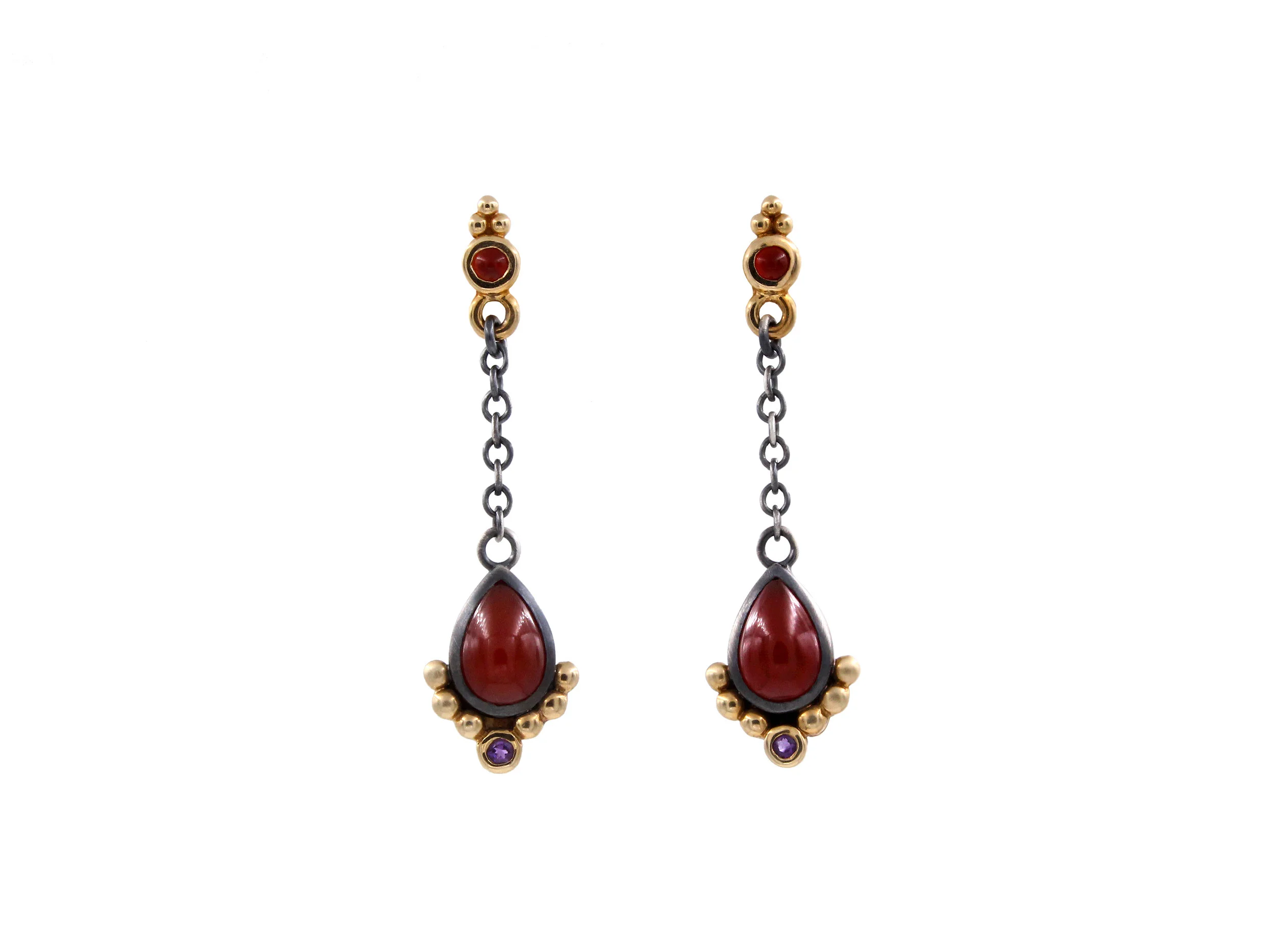 Carnelian Amethyst Teardrop Earrings.jpg