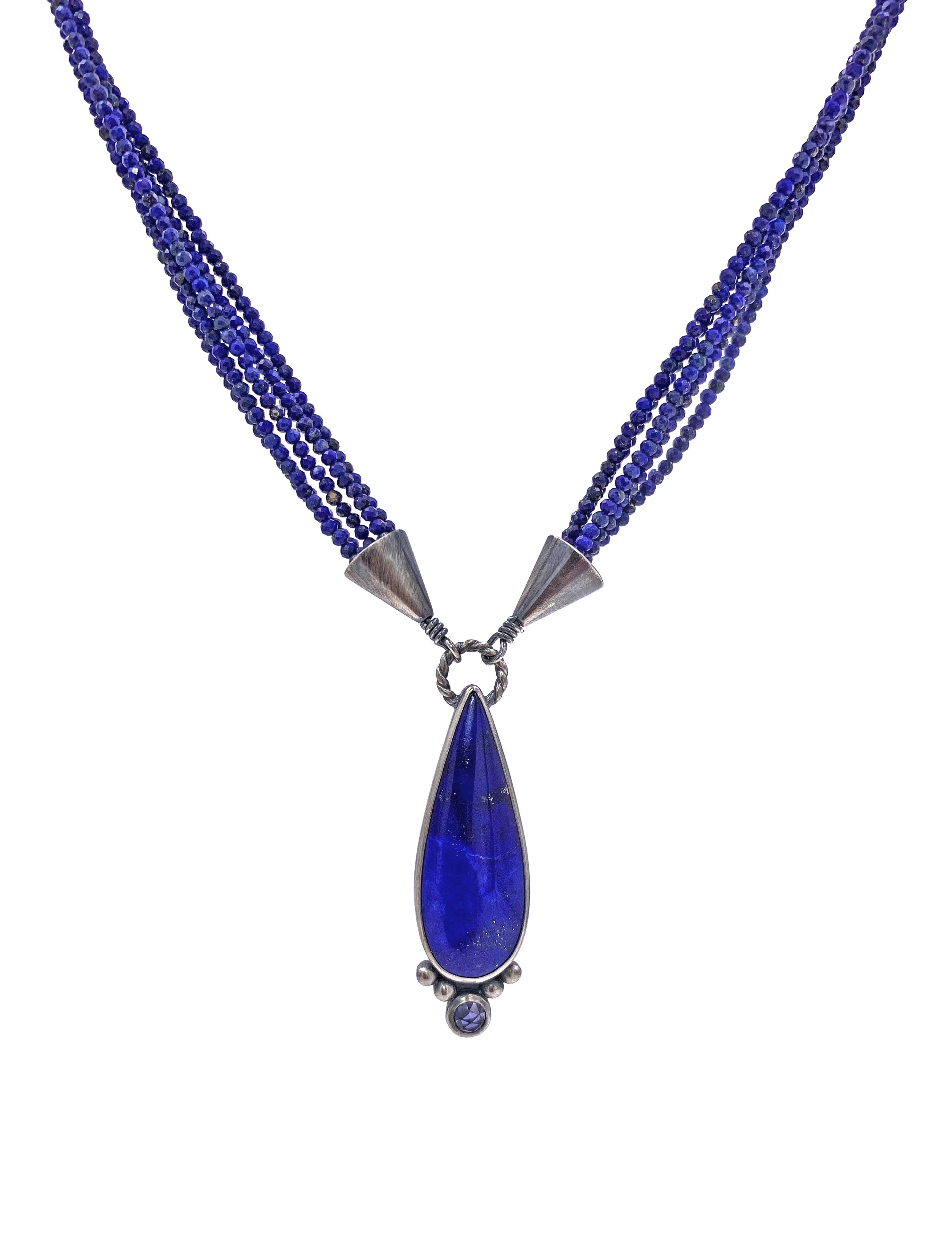 Lapis and Iolite Teardrop on Beads.jpg