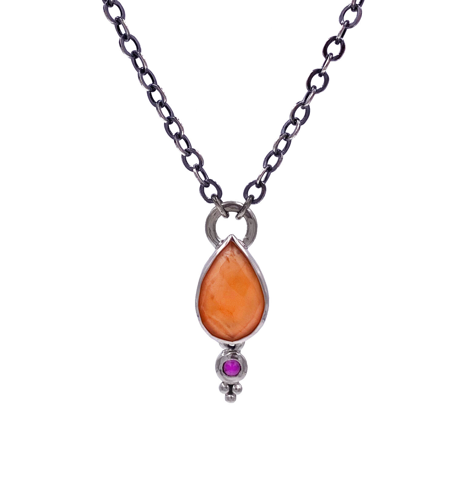 Carnelian and Ruby Teardrop Necklace.jpg