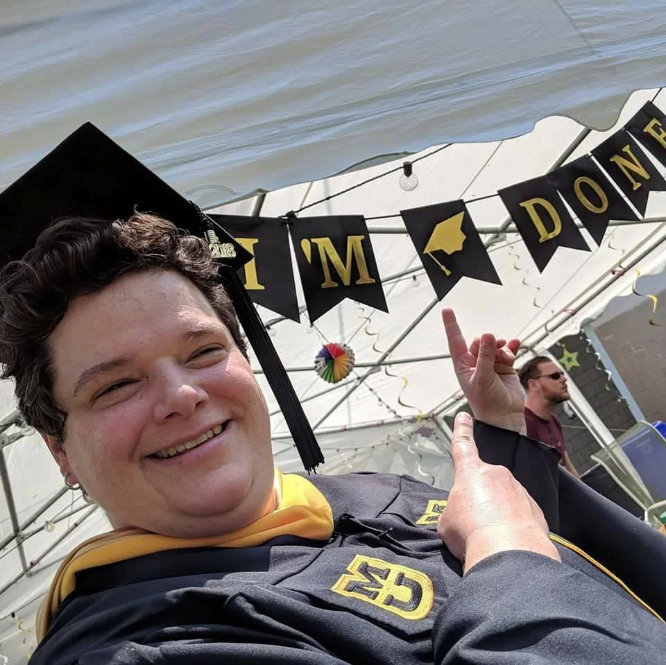 I did most of my data science master's degree online so I had a graduation party in my back yard in Pennsylvania.