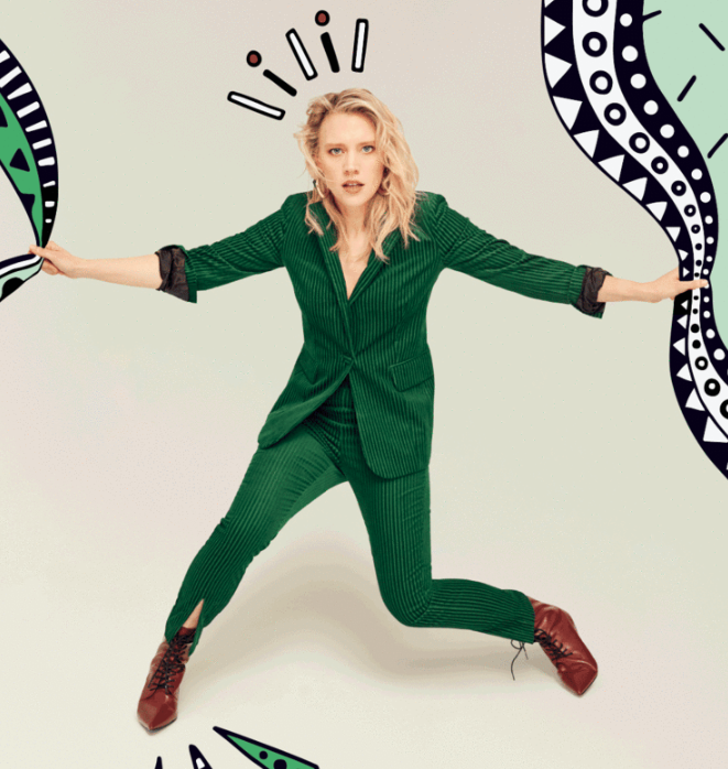 introducing kate mckinnon (glamour) She doesn’t talk to anyone or seem to hear the audience laughing. She looks like a slingshot stretched tight, ready to release.