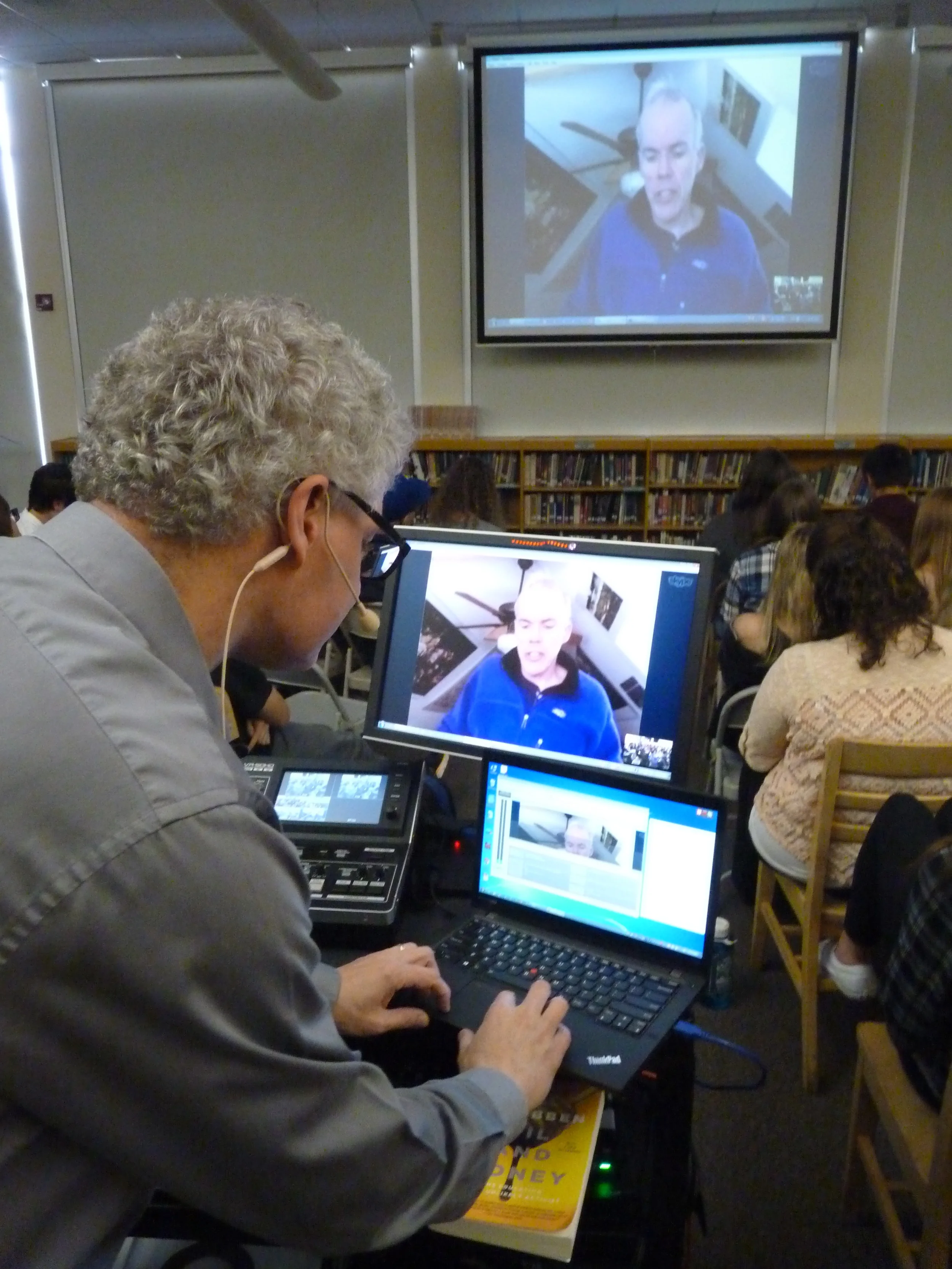 Bill McKibben, world renown environmental writer and founder of 350.org, skype chats with our students because a parent offered to provide the technology support to make it happen!