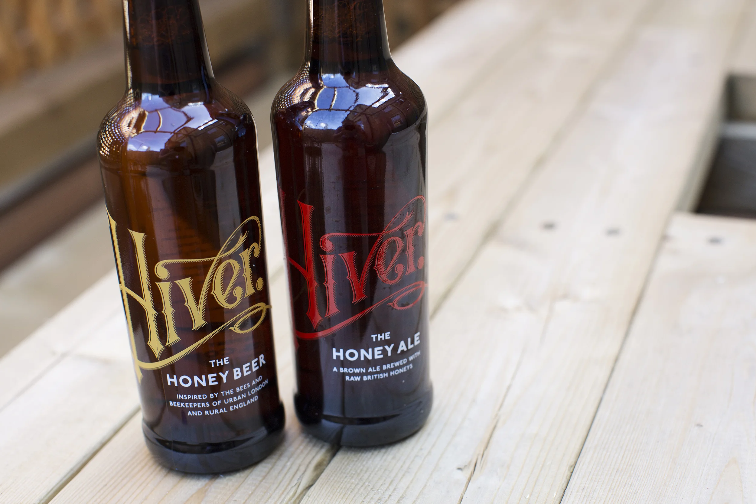 The core Hiver range: The Honey Beer and the Honey Ale