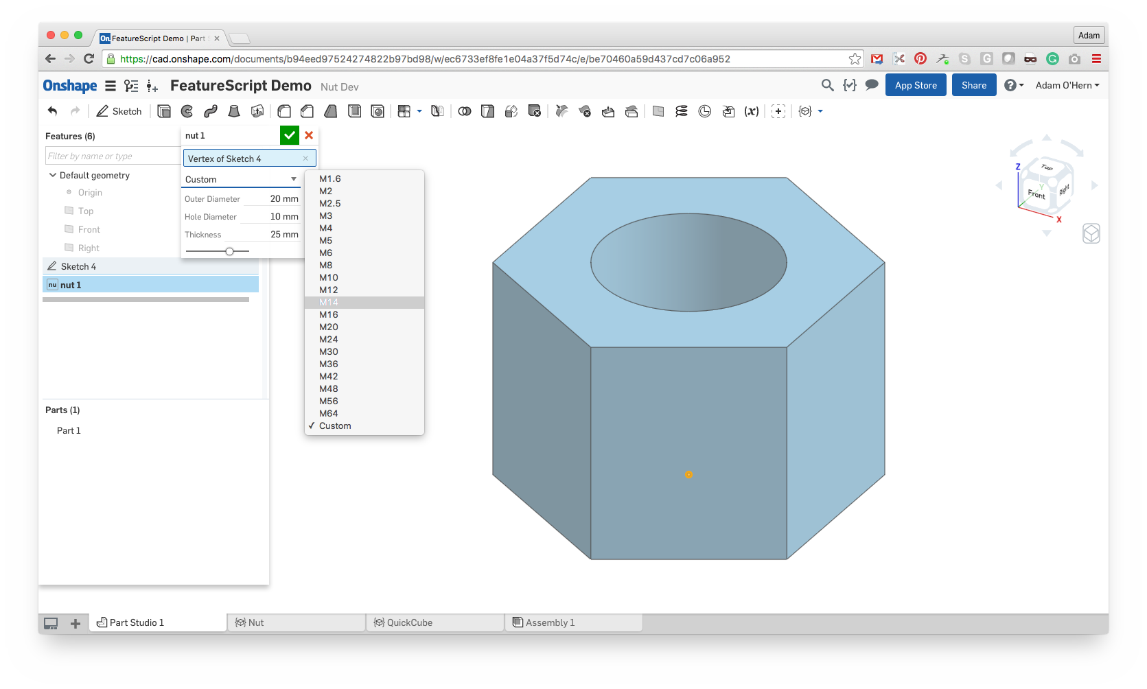 Hex Nut Part 2: Dropdown Menu