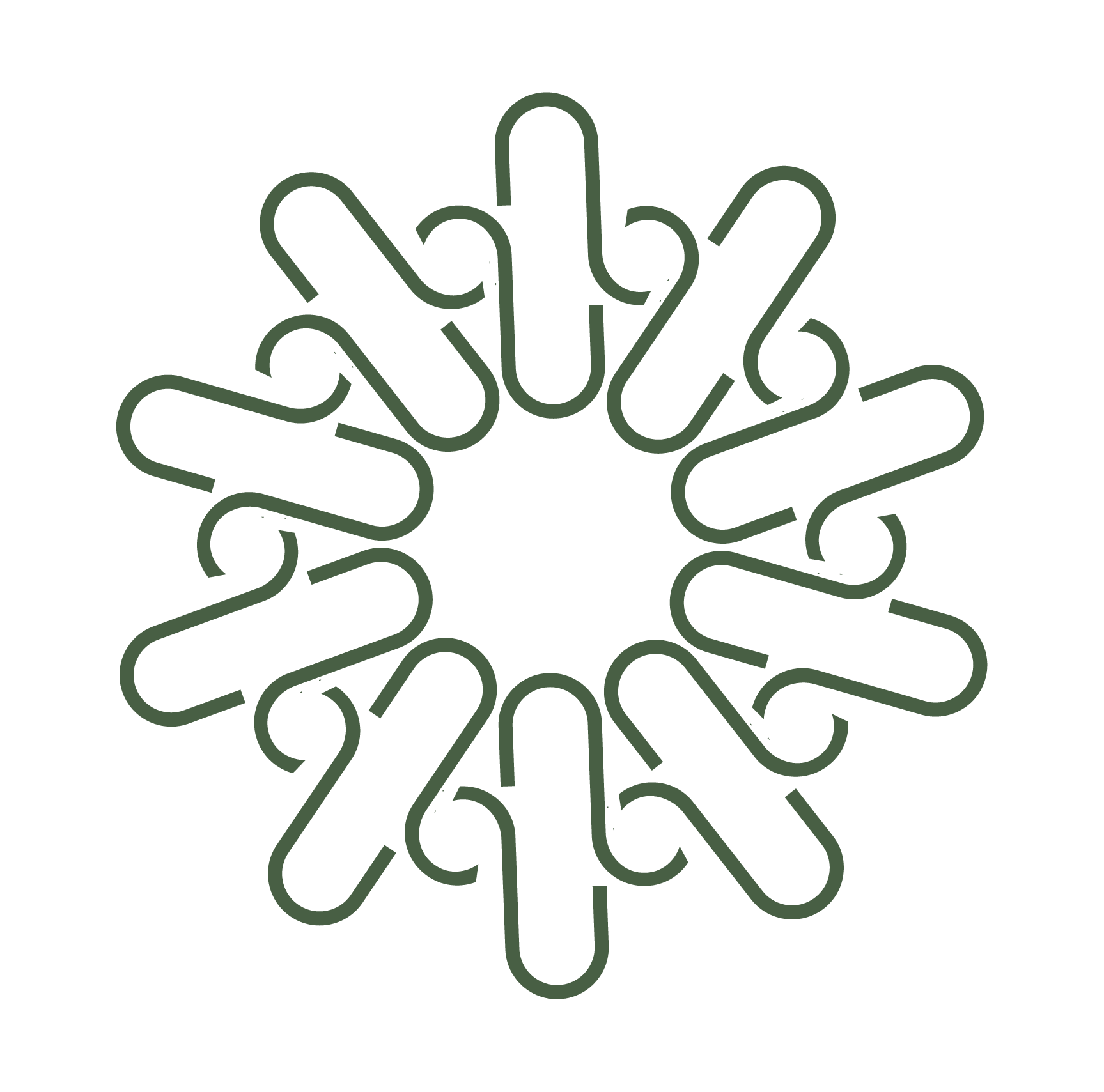 Geometric drawing of an outline square with sections divided by vertical, horizontal, and diagonal lines.