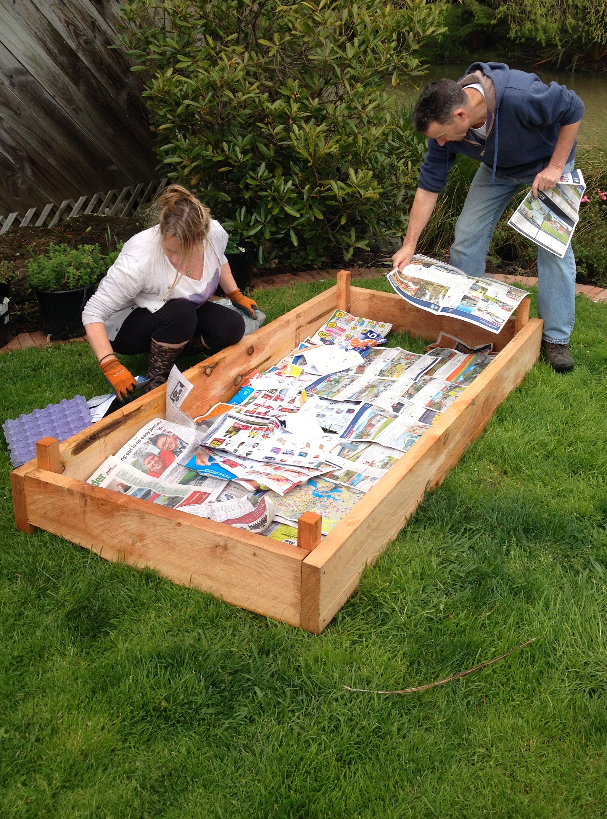 Karen puts in a no dig garden at her home.