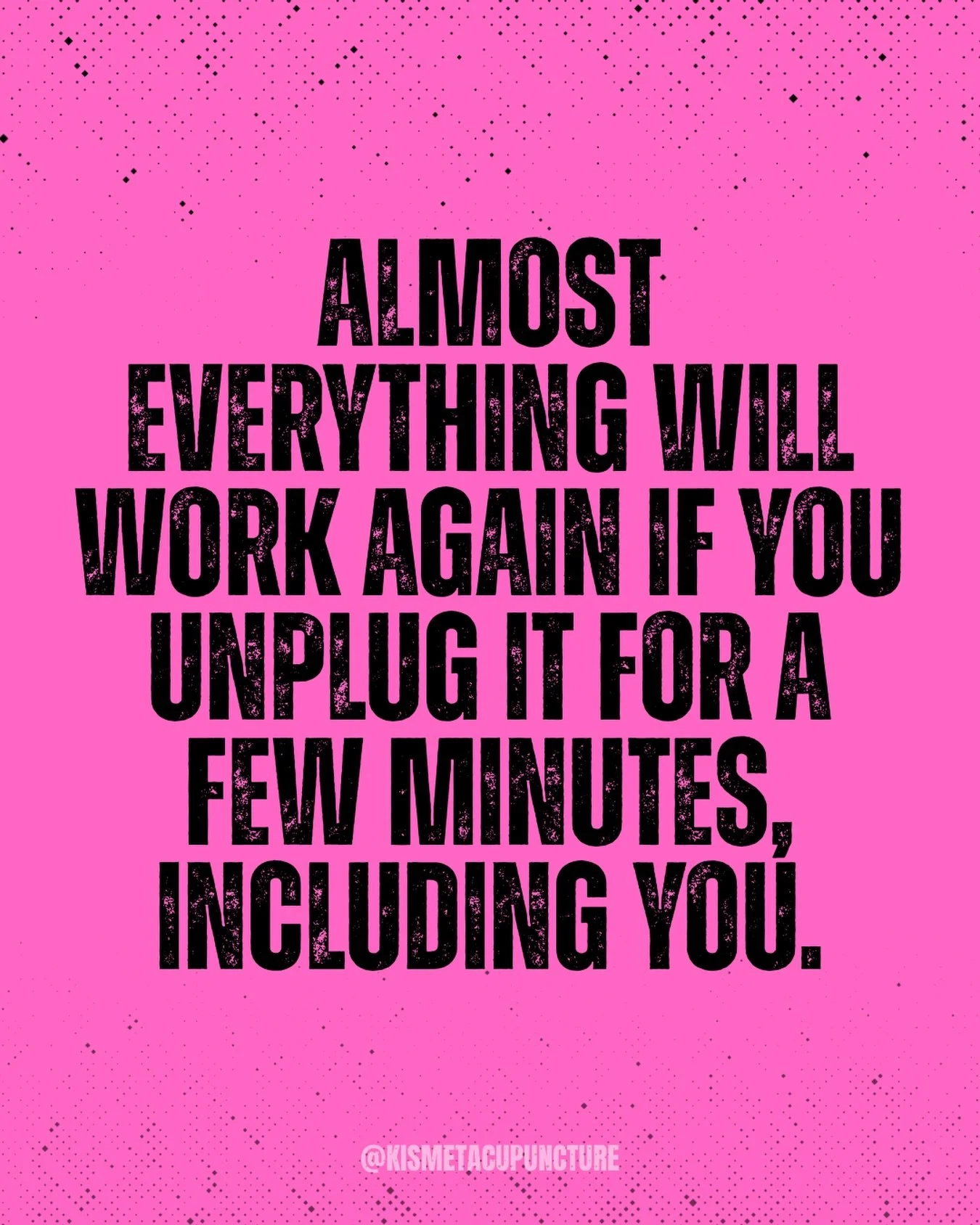 Your phone gets recharged.
Your laptop gets restarted.
Your WiFi gets reset.

Meanwhile, you&rsquo;ve been running on stress, caffeine, and pure determination.

Maybe it&rsquo;s time for your reboot.

Acupuncture has a way of helping your body slow d