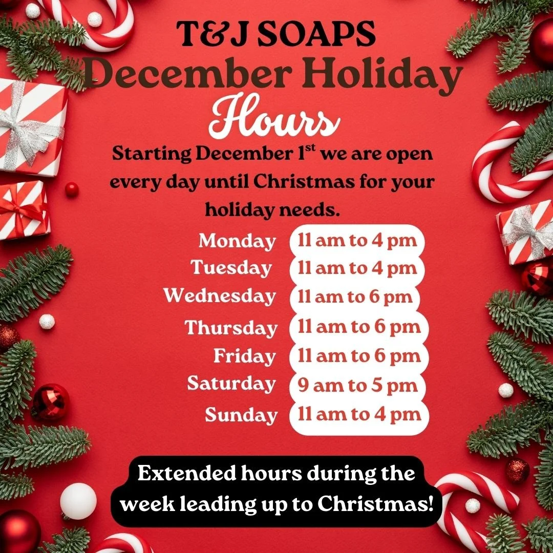 Starting today we are open every day until Christmas for all of your holiday needs! These hours will be extended the week leading up to Christmas. 

#enjoytroy #tandjsoap #troyny #upstateny #shopsmall @downtowntroyny