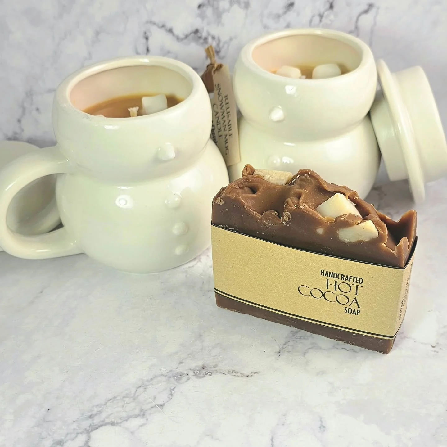 ☕Our delectable Hot Cocoa Soaps and adorable Snowman Candles are officially BACK IN STOCK and ready to make spirits bright.

Each hot cocoa candle comes in a cute reusable mug. Just rinse with warm water when you&rsquo;re done and voil&agrave;&hellip