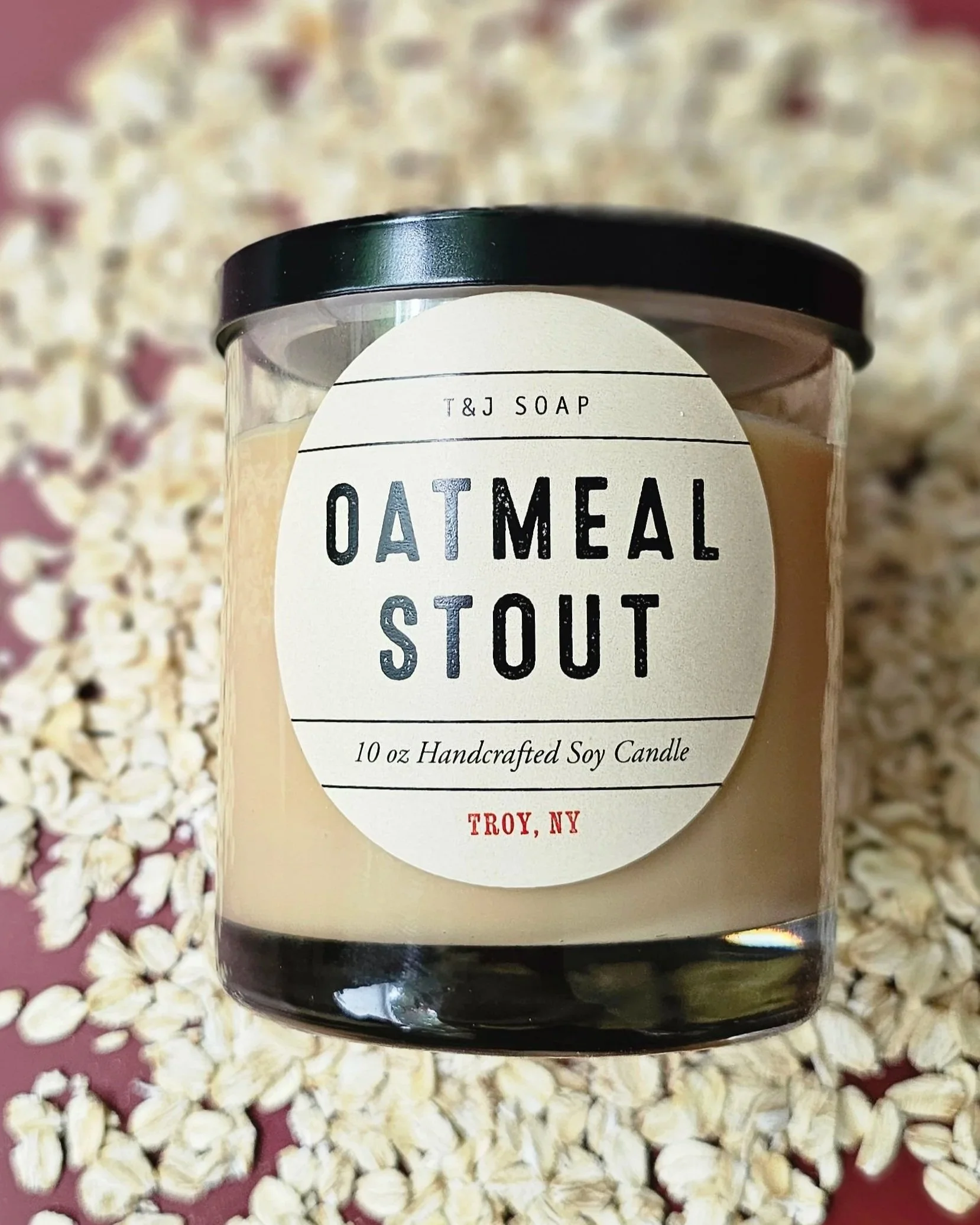 Oatmeal Stout Hand-Poured Soy Candle made in Troy, NY.
