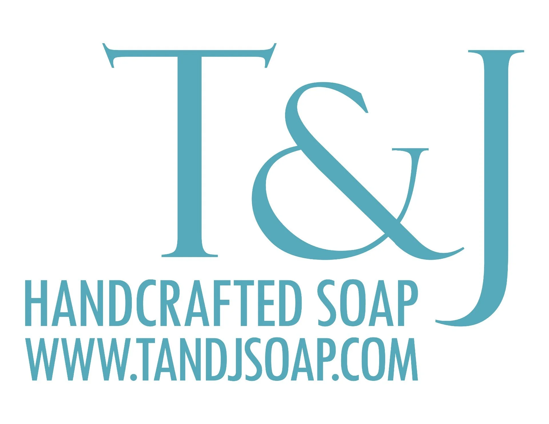 T and J Handcrafted Soaps Logo in Blue. Shop is located in Troy, NY.