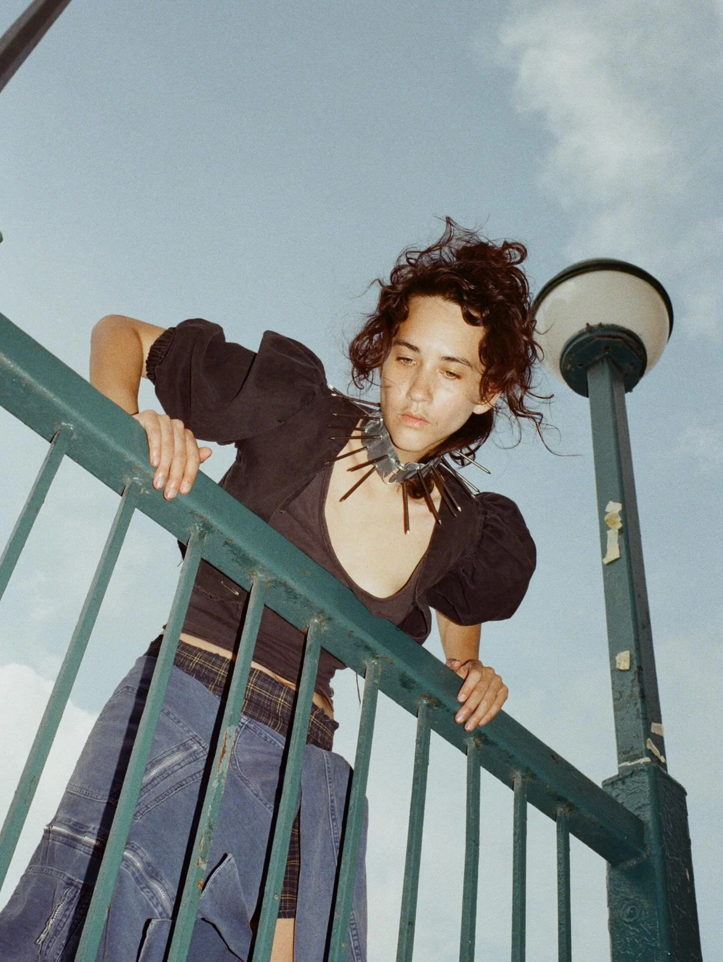 I photographed @eva.m.nelson in Bushwick wearing a wolf collar I made the night before from duct tape and industrial nails. Inspired by a working dog&rsquo;s spiked collar (last slide), also known as Italian: roccale or vreccale, Spanish: carlanca. T