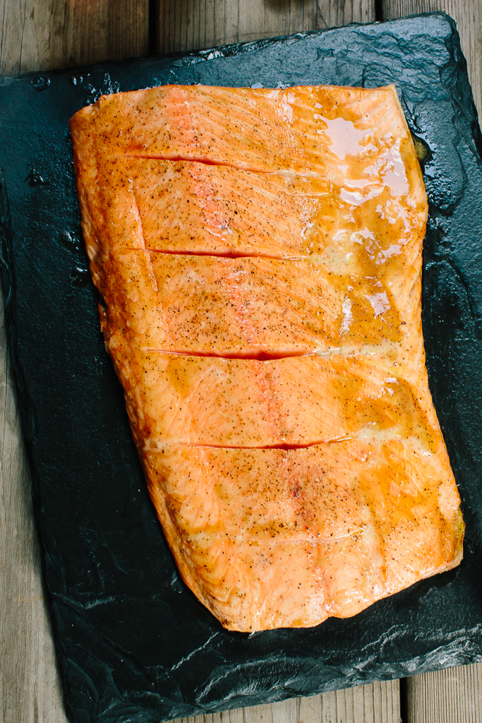 Grilled Salmon with Smoked Maple Bourbon Glaze