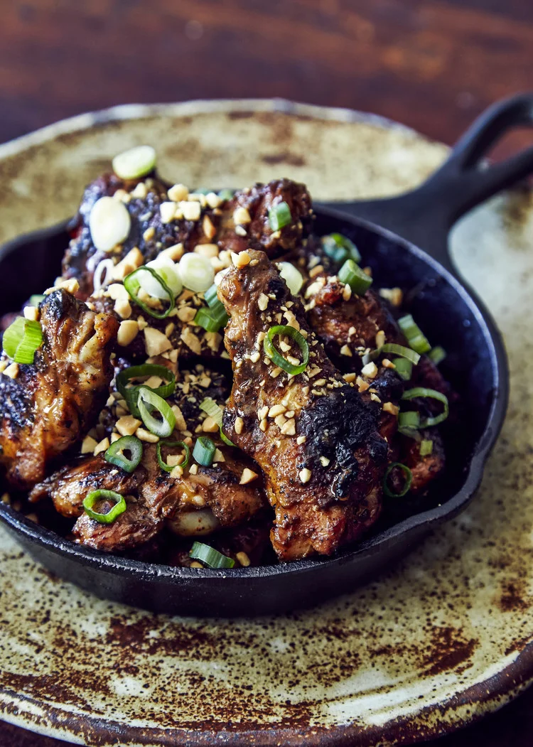 Grilled Chicken Wings with Burnt-Scallion Barbeque Sauce