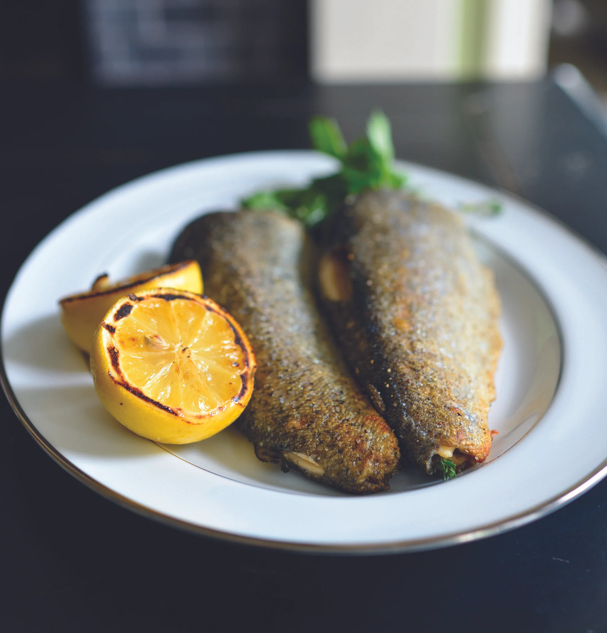Grilled Trout with Tarragon, Thyme and Lemon