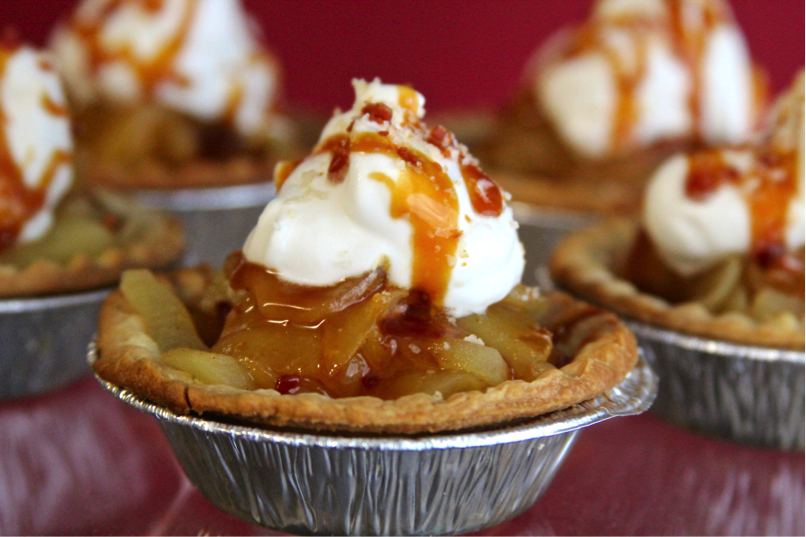 Grilled Apple Tarts with Smoked Bacon Salted Caramel
