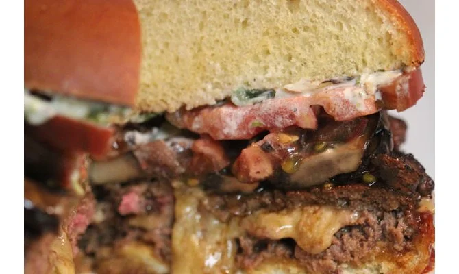 Grilled Roquefort Stuffed Venison Burger