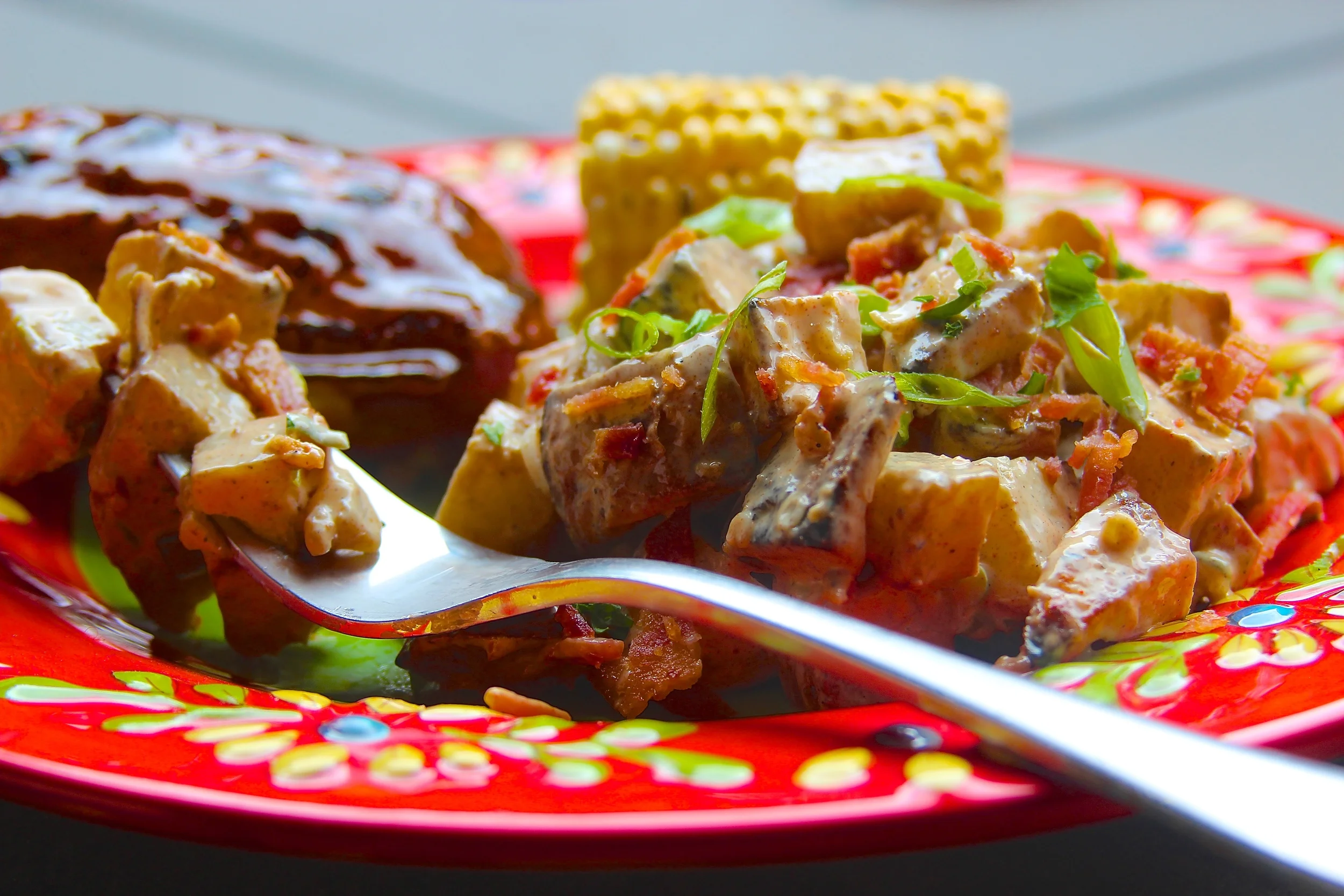 Grilled Potato Salad with Bacon and Scallions