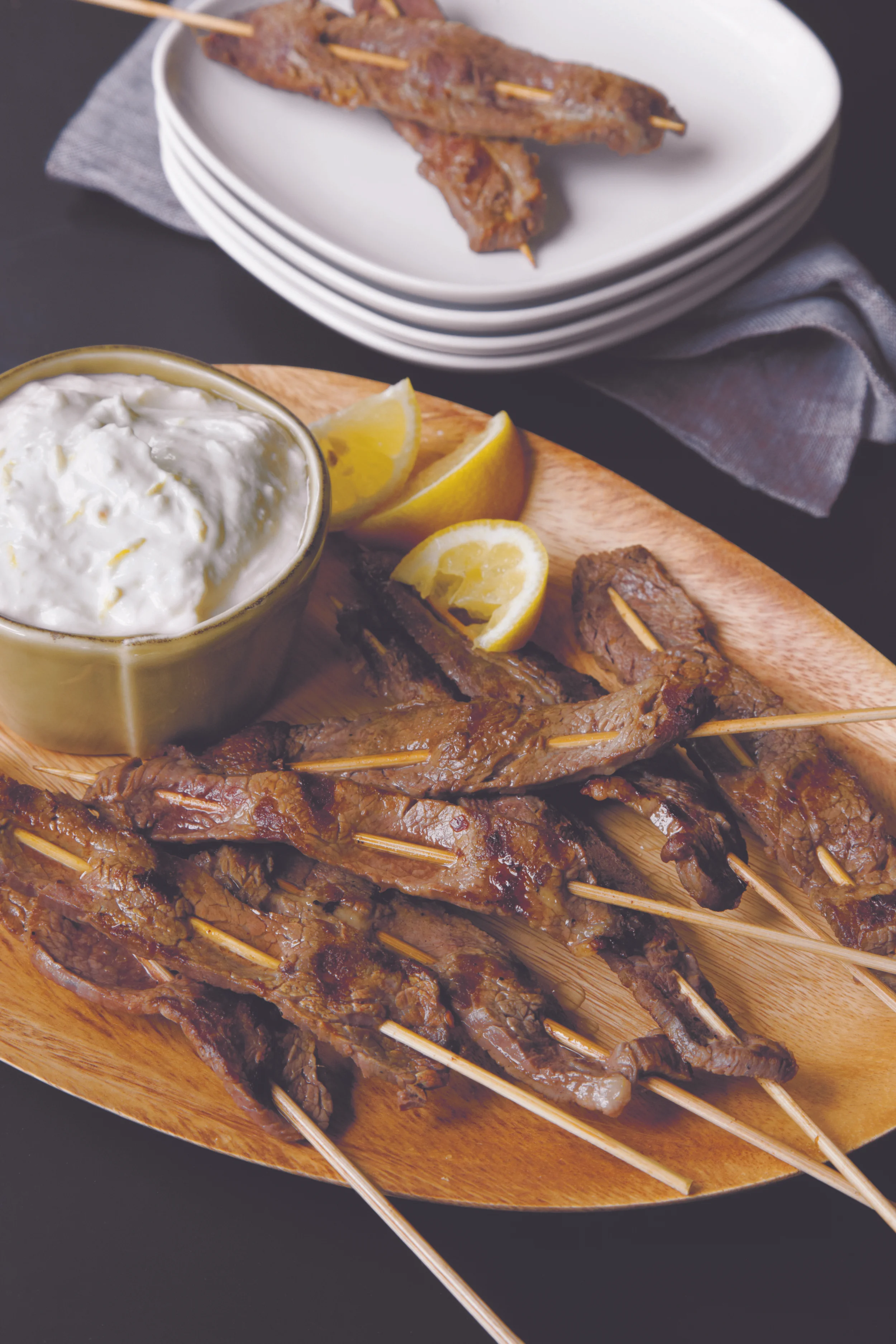 Grilled Lemon Flank Steak Skewers