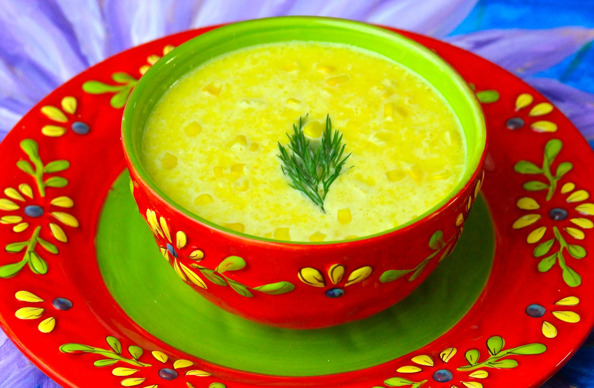 Grilled and Chilled Sweet Corn Soup
