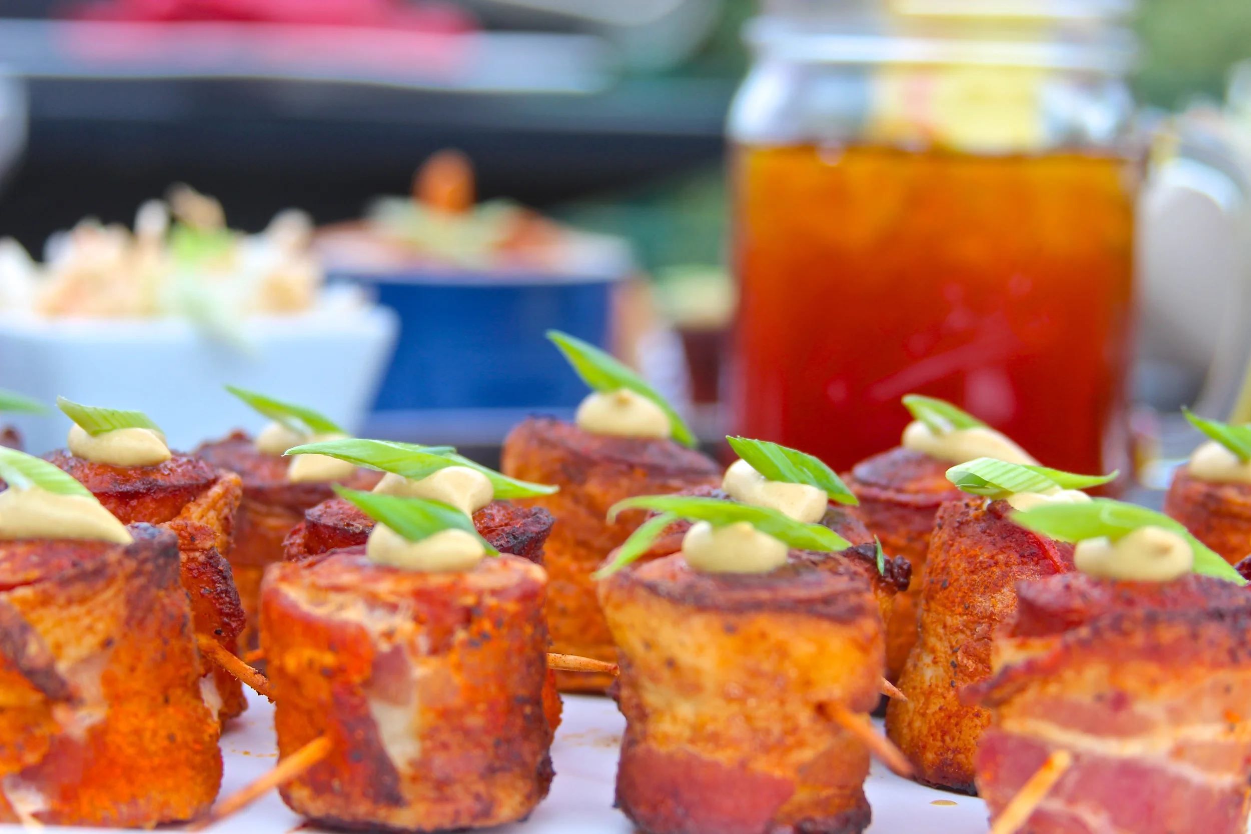 Grilled Bacon Wrapped Smoked Sausage Pig Balls