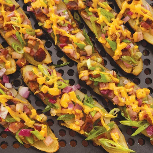 Plank Grilled Potato Skins
