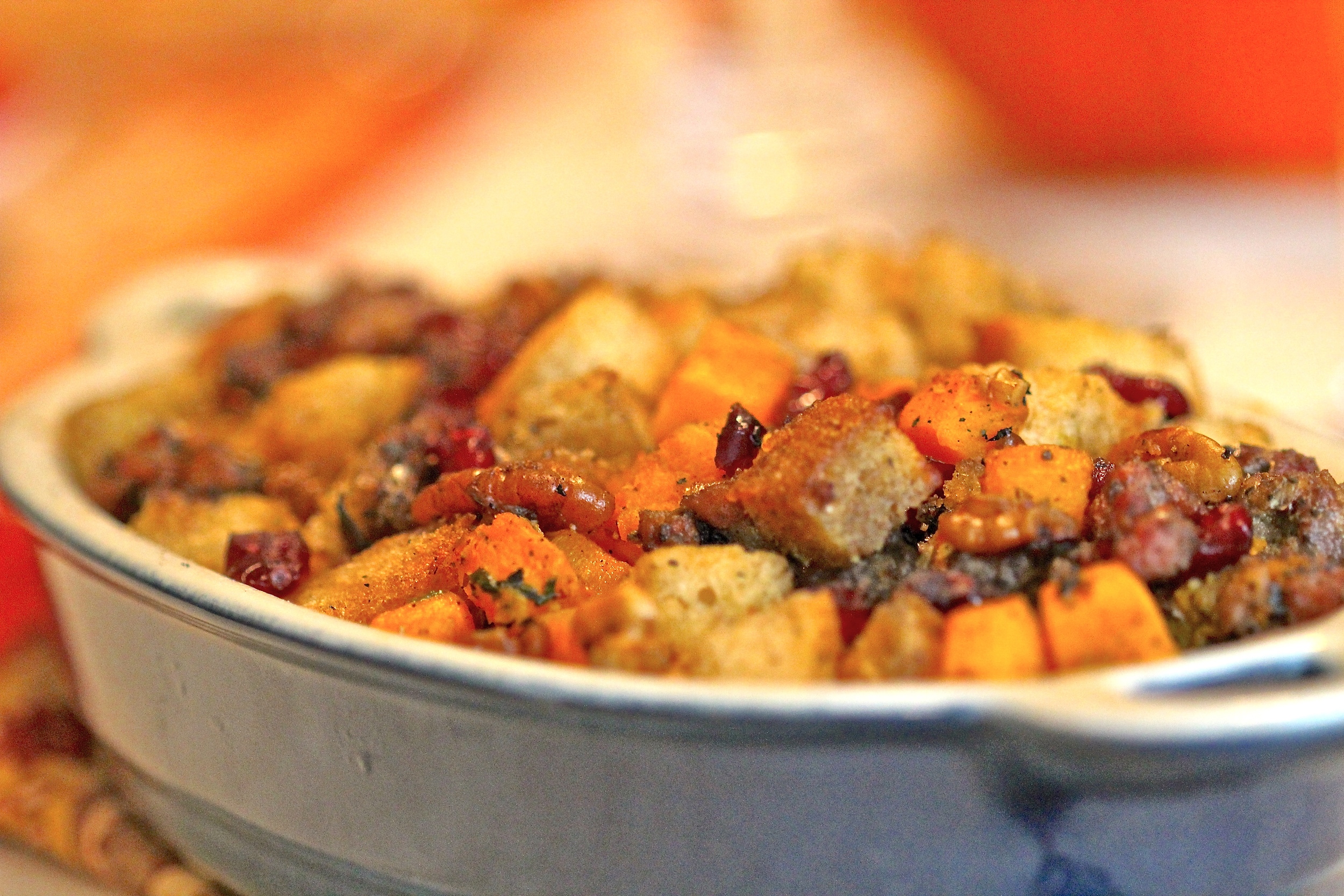 Grilled Cranberry, Squash and Rosemary Sausage Stuffing