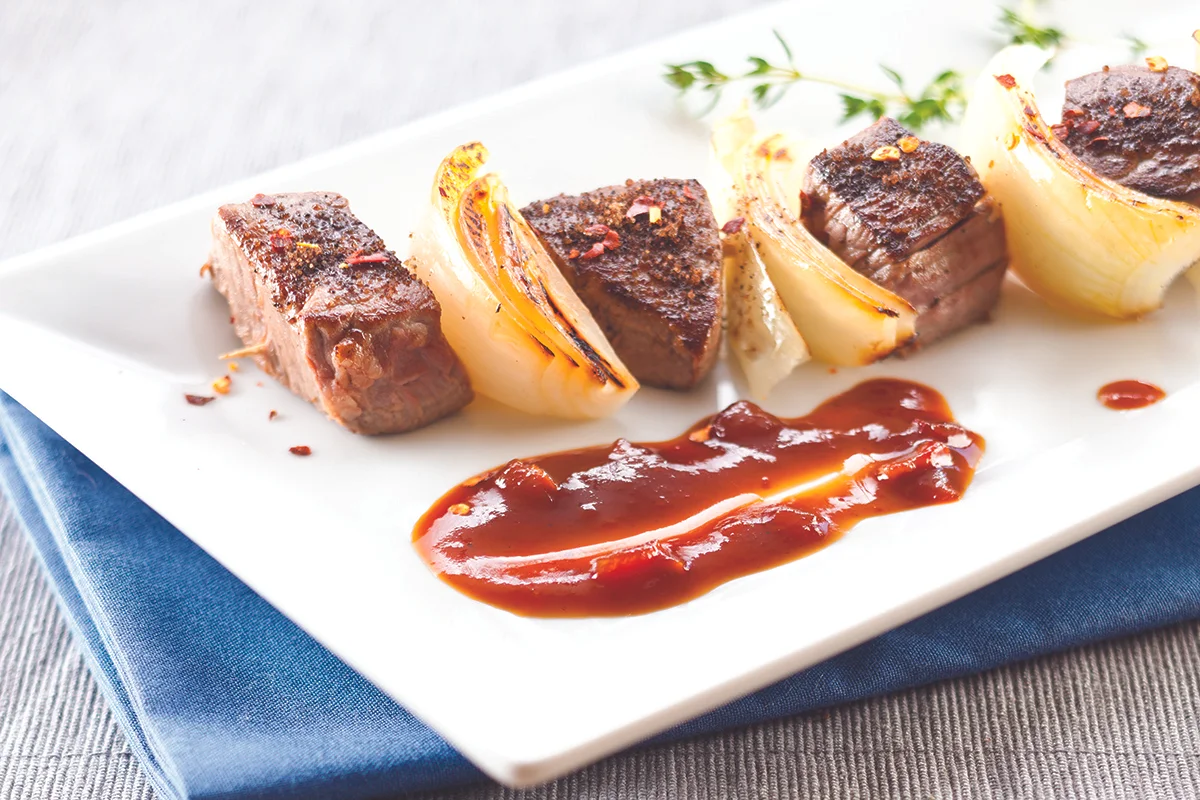 Coffee and Chili Rubbed Steak Tip Skewers