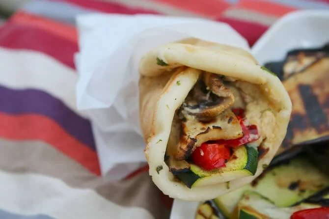 Grilled Eggplant and Hummus Wrap